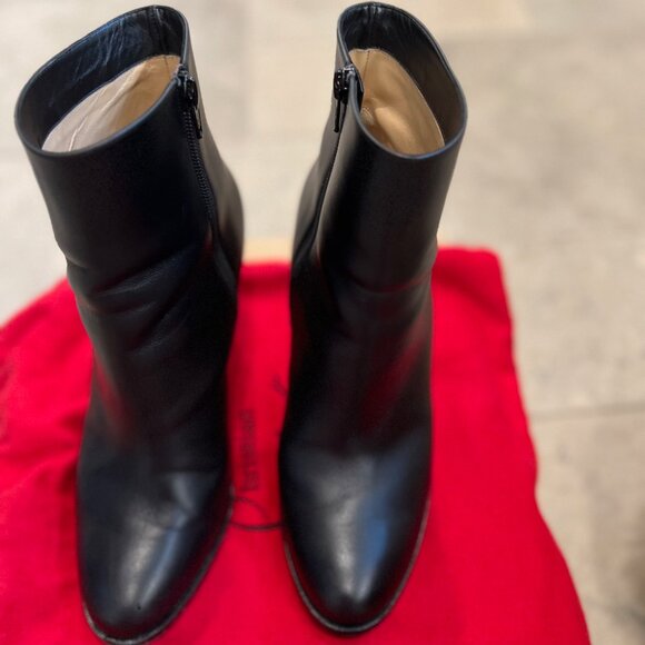 Women's Christian Louboutin Adox 85 Leather Ankle High Heeled Boot in Black 41 - Picture 2 of 8
